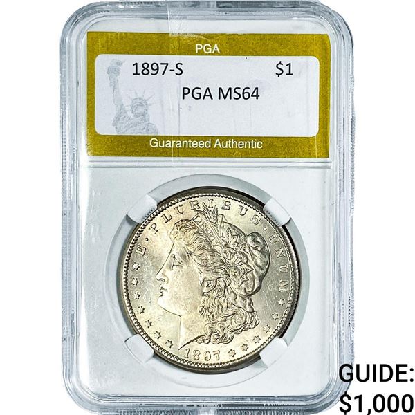1897-S Morgan Silver Dollar PGA MS64