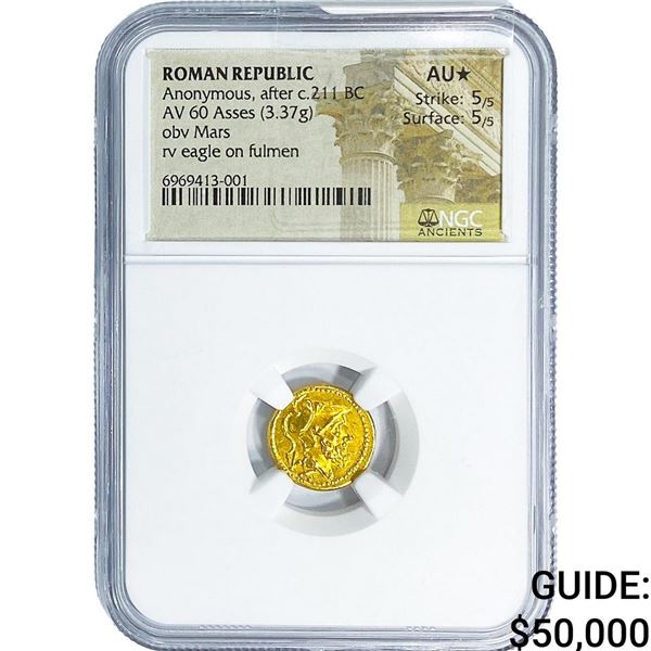 Roman Anonymous, after c.211 BC Gold 60 Asses NGC AU*