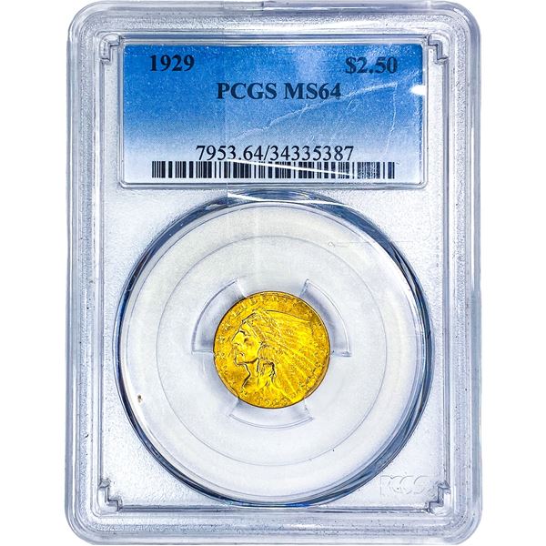 1929 $2.50 Gold Quarter Eagle PCGS MS64