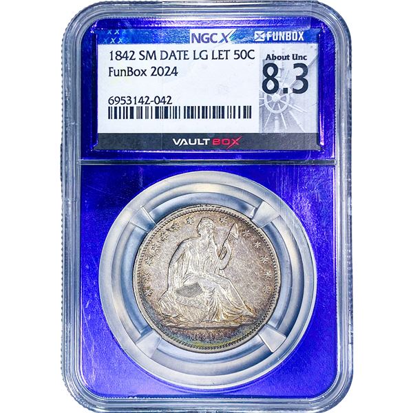 1824 Seated Liberty Half Dollar NGC AU8.3 FunBox 2024
