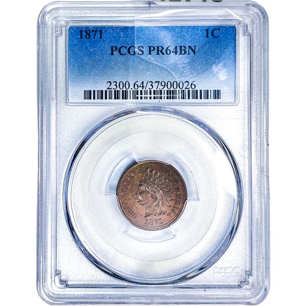 1871 Indian Head Cent PCGS PR64 BN