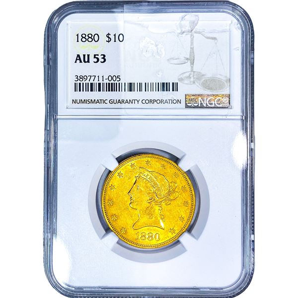 1880 $10 Gold Eagle NGC AU53