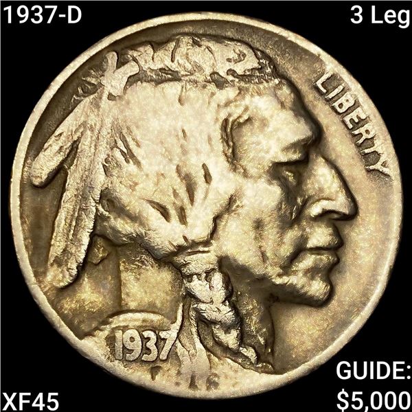 1937-D 3 Leg Buffalo Nickel