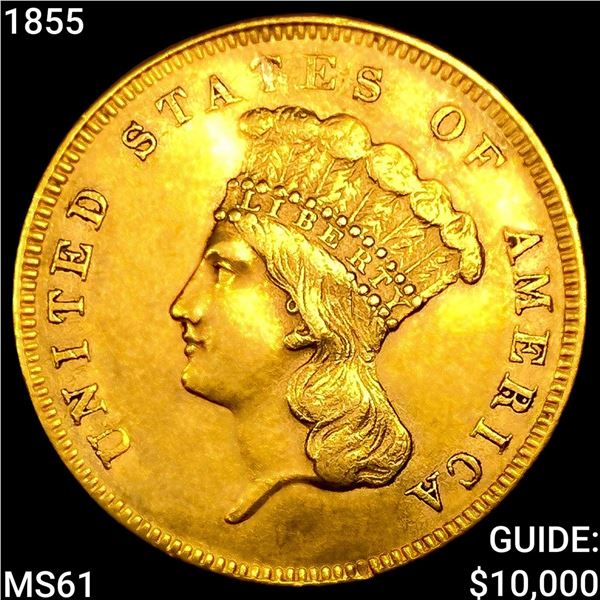 1855 $3 Gold Piece
