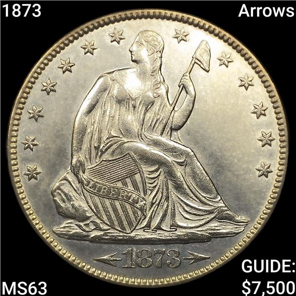 1873 Arrows Seated Liberty Half Dollar