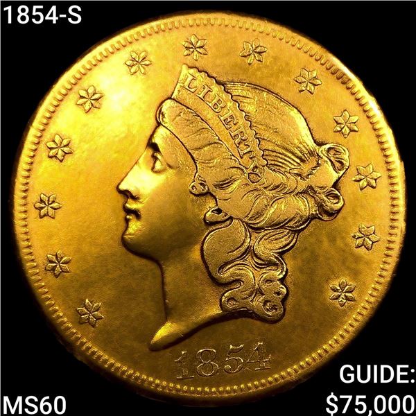 1854-S $20 Gold Double Eagle