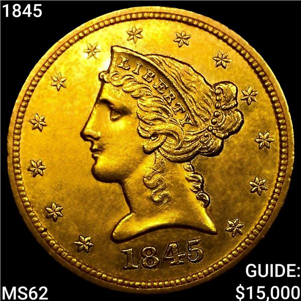 1845 $5 Gold Half Eagle