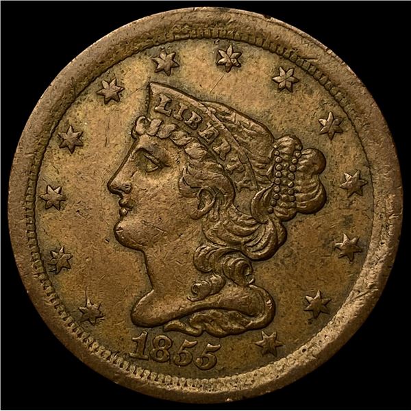 1855 Braided Hair Half Cent CLOSELY  UNCIRCULATED