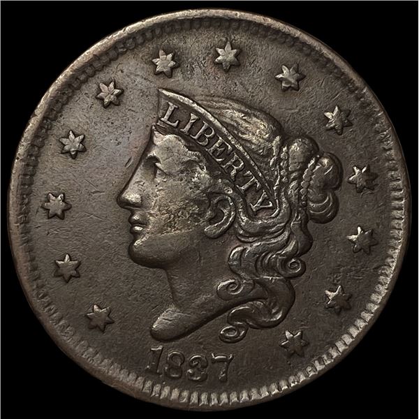 1837 Coronet Head Large Cent NEARLY  UNCIRCULATED