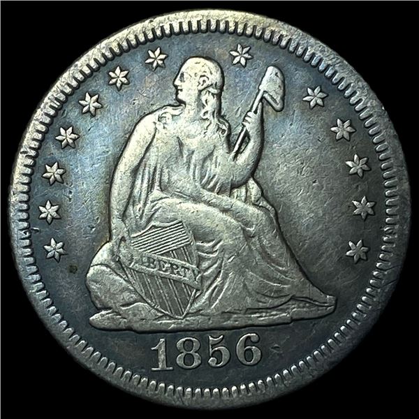 1856-O Silver Seated Liberty Quarter ABOUT UNCIRCULATED