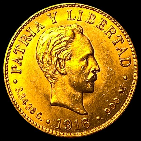 Gold 1916 Cuba 2 Pesos GEM BU