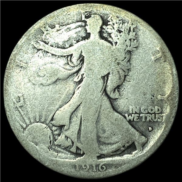 1916-D Silver Walking Liberty Half Dollar NICELY CIRCULATED
