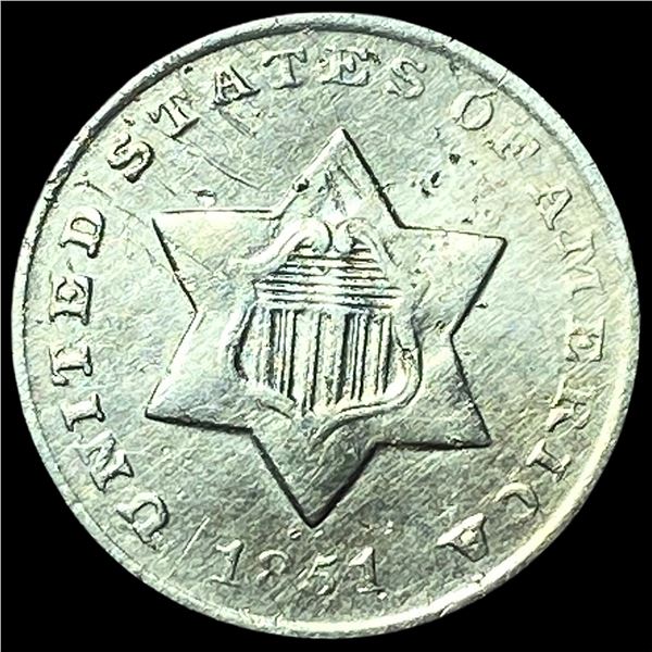 1851 Silver Three-Cent Piece CLOSELY UNCIRCULATED