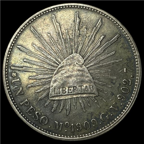 1909-Mo Silver Peso Mexico UNCIRCULATED