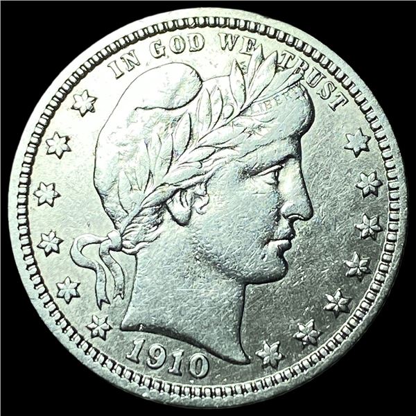 1910 Silver Barber Quarter ABOUT UNCIRCULATED