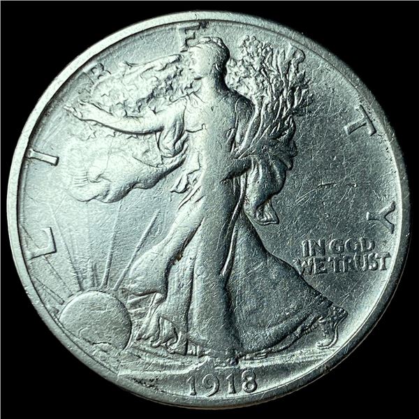 1918-S Silver Half Dollar Walking Liberty CLOSELY UNCIRCULATED