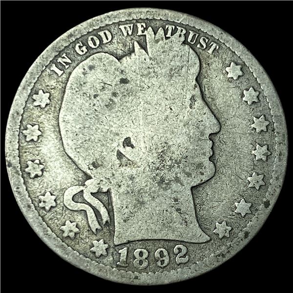 1892-S Silver Barber Quarter NICELY CIRCULATED