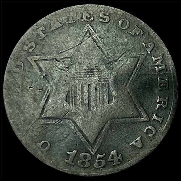 1854-O Silver Three-Cent Piece NICELY CIRCULATED