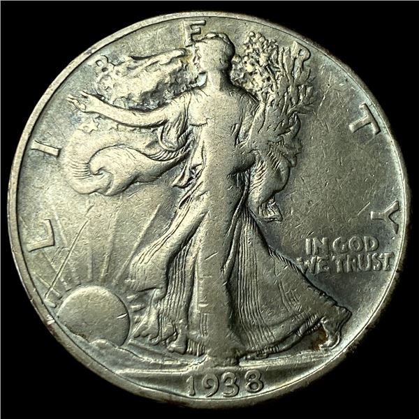 1938-D Silver Half Dollar Walking Liberty LIGHTLY CIRCULATED