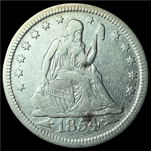 1854 Arrows Seated Liberty Quarter CLOSELY UNCIRCULATED