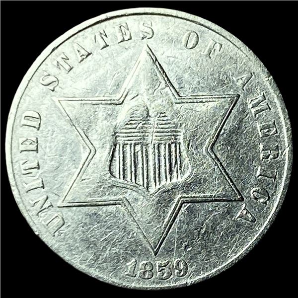 1859 Silver Three-Cent Piece CLOSELY UNCIRCULATED