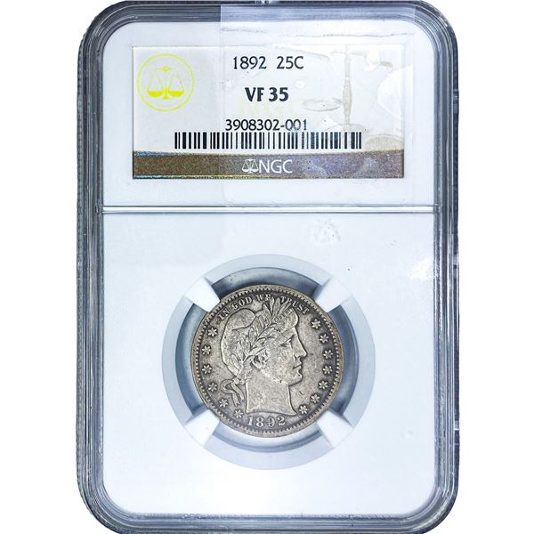 1892 Barber Quarter NGC VF35