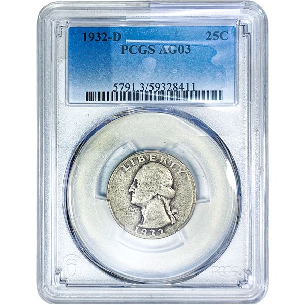 1932-D Washington Silver Quarter PCGS AG03