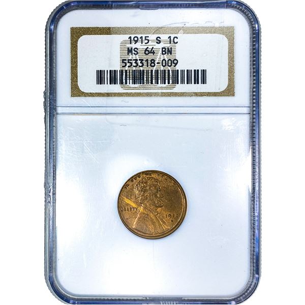 1915-S Wheat Cent NGC MS64 BN