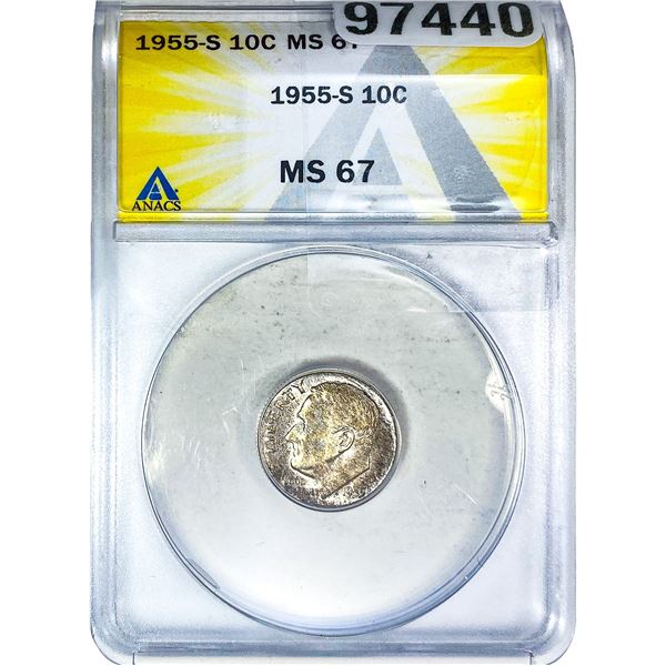1955-S Roosevelt Dime ANACS MS67