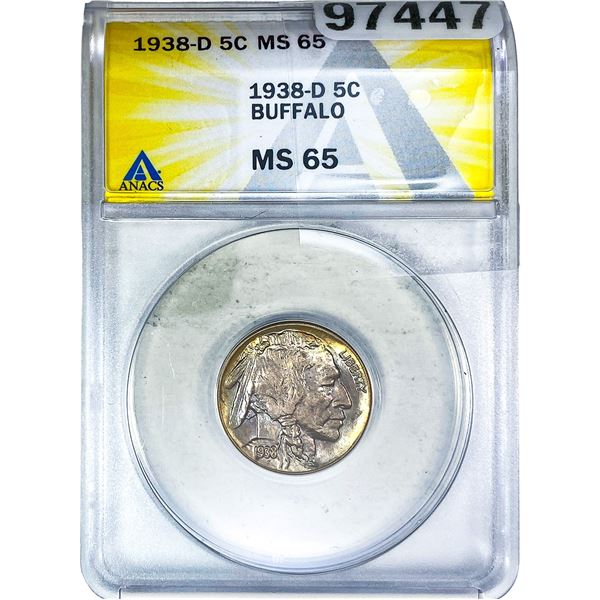 1938-D Buffalo Nickel ANACS MS65