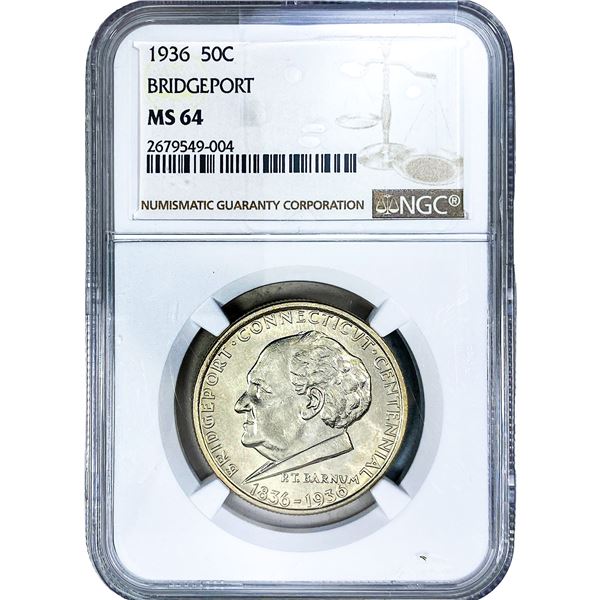1936 Bridgeport Half Dollar NGC MS64