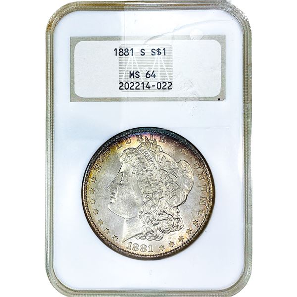 1881-S Morgan Silver Dollar NGC MS64