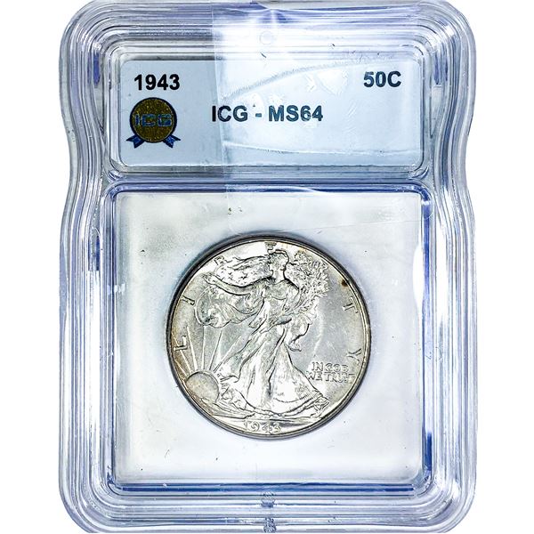1943 Walking Liberty Half Dollar ICG MS64