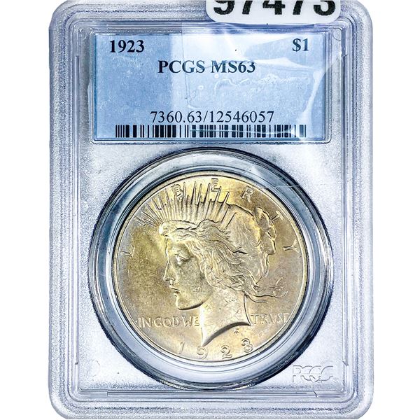1923 Silver Peace Dollar PCGS MS63