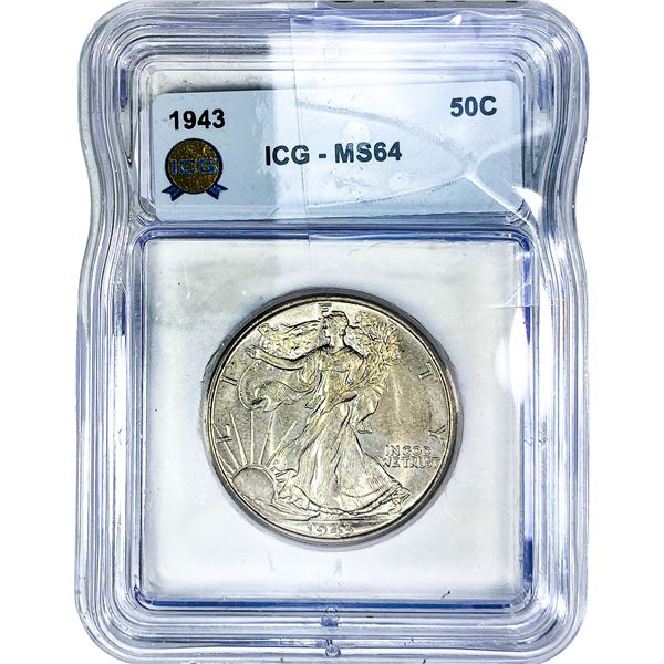 1943 Walking Liberty Half Dollar ICG MS64