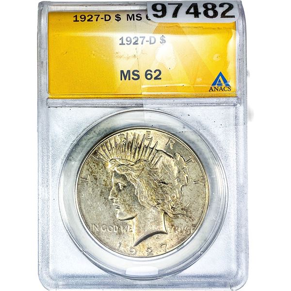 1927-D Silver Peace Dollar ANACS MS62
