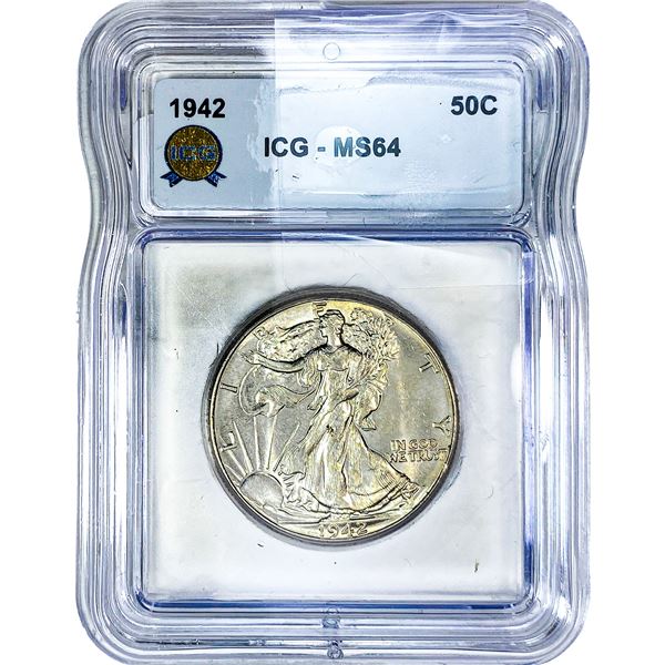 1942 Walking Liberty Half Dollar ICG MS64