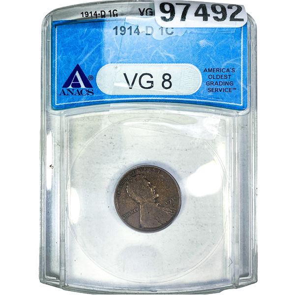 1914-D Wheat Cent ANACS VG8