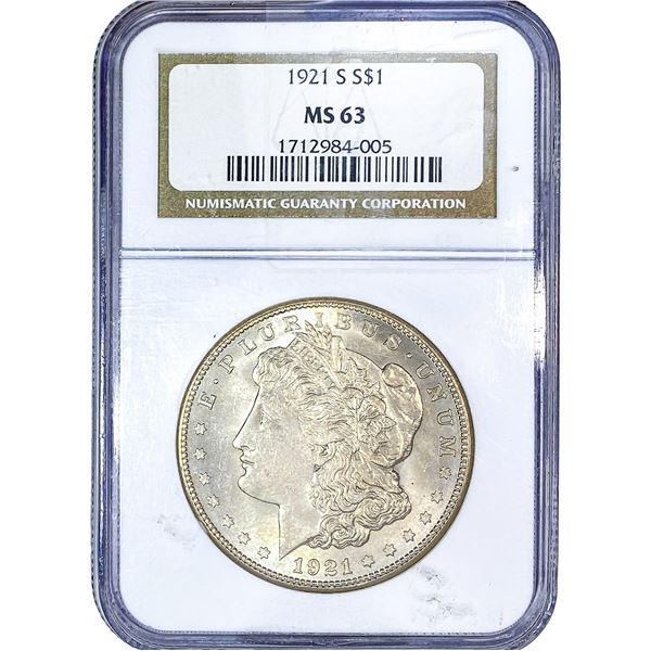 1921-S Morgan Silver Dollar NGC MS63