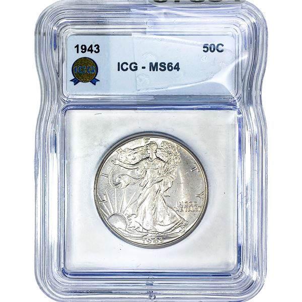 1943 Walking Liberty Half Dollar ICG MS64