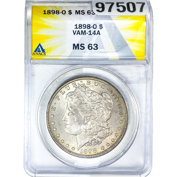 1898-O Morgan Silver Dollar ANACS MS63