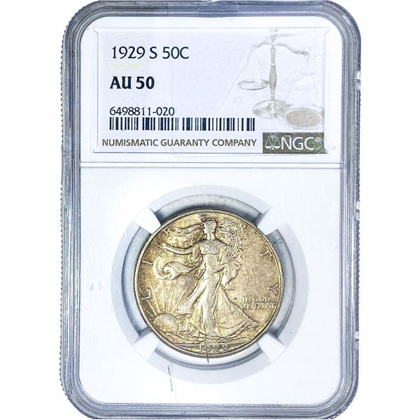 1929-S Walking Liberty Half Dollar NGC AU50