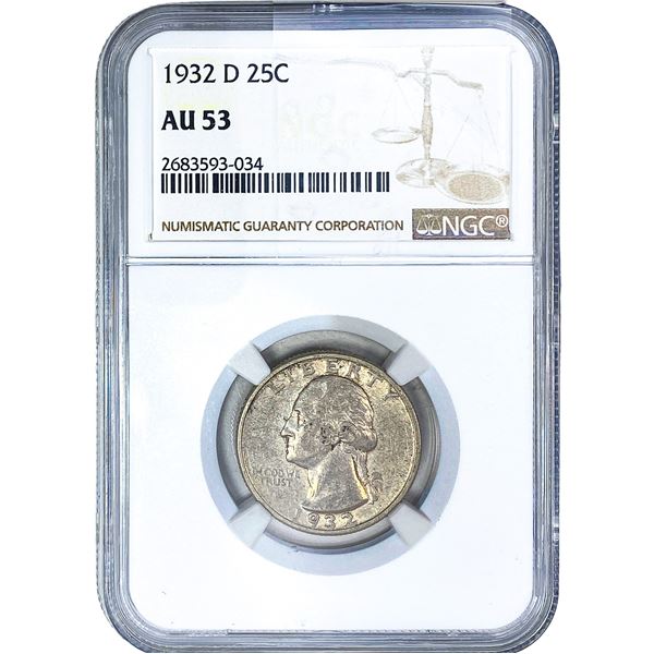 1932-D Washington Silver Quarter NGC AU53