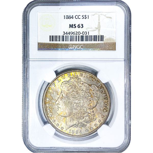 1884-CC Morgan Silver Dollar NGC MS63