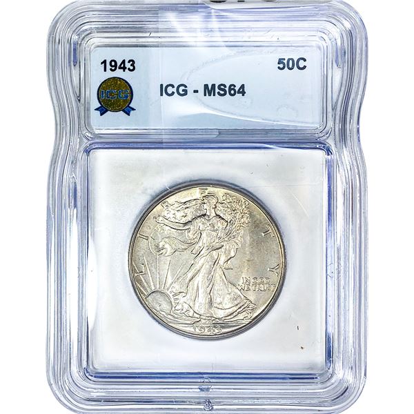 1943 Walking Liberty Half Dollar ICG MS64