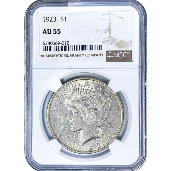 1923 Silver Peace Dollar NGC AU55