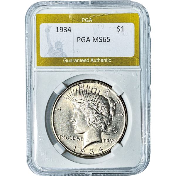 1934 Silver Peace Dollar PGA MS65