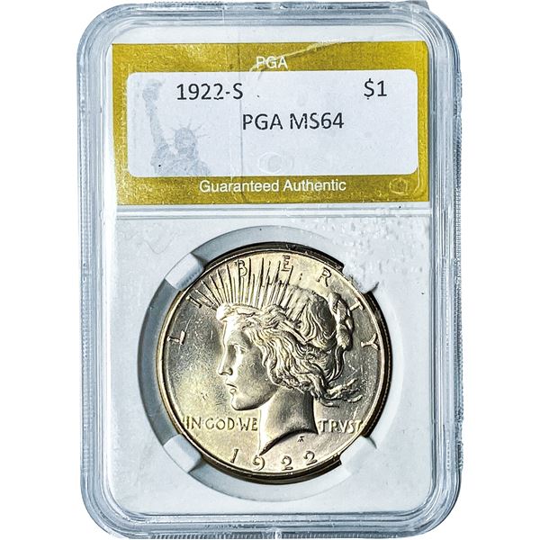 1922-S Silver Peace Dollar PGA MS64