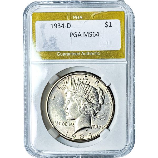 1934-D Silver Peace Dollar PGA MS64