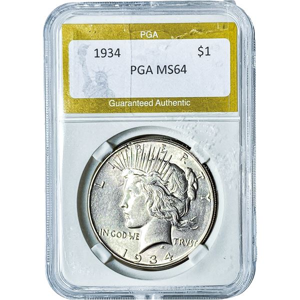 1934 Silver Peace Dollar PGA MS64
